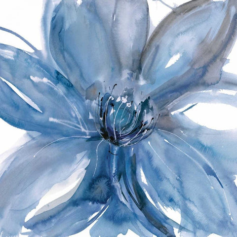 Blue Beauty II Black Ornate Wood Framed Art Print with Double Matting by Meyers, Rebecca