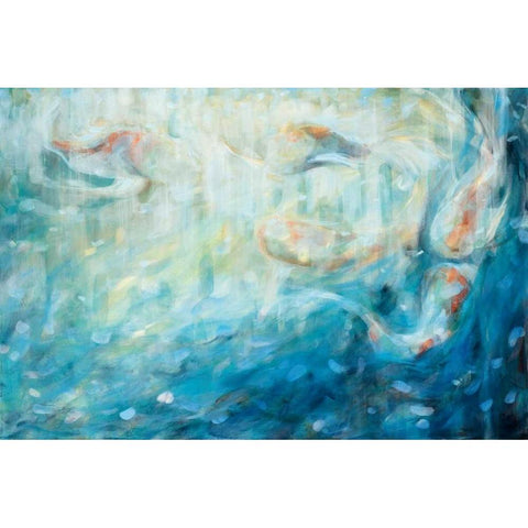 Playing Koi Black Modern Wood Framed Art Print with Double Matting by Parker, Karen Lorena