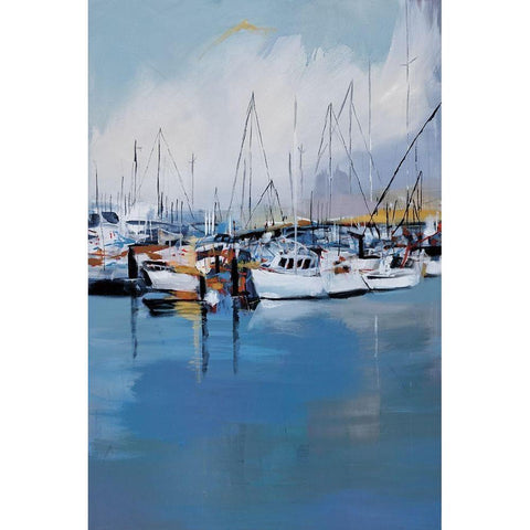 Along the Quay White Modern Wood Framed Art Print by Fitsimmons, A.