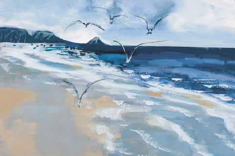 Pacific Breezes White Modern Wood Framed Art Print with Double Matting by Fitzsimmons, A.