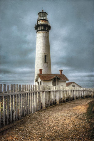 Pigeon Point Lighthouse-CA White Modern Wood Framed Art Print with Double Matting by Cahill, Michael