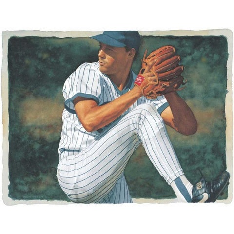 The Art of Baseball - The Pitcher Black Modern Wood Framed Art Print with Double Matting by Green, Glen