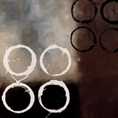 Beige Circles I White Modern Wood Framed Art Print by Maitland, Laurie