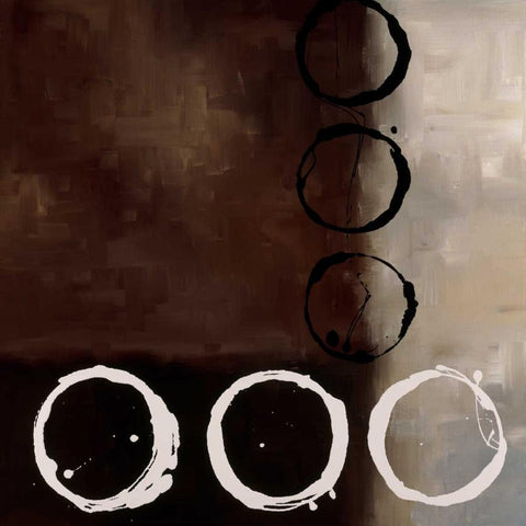 Beige Circles II White Modern Wood Framed Art Print with Double Matting by Maitland, Laurie