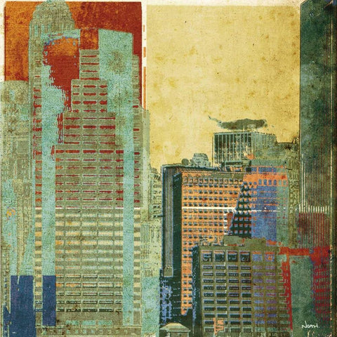 Urban Blocks II Gold Ornate Wood Framed Art Print with Double Matting by NOAH