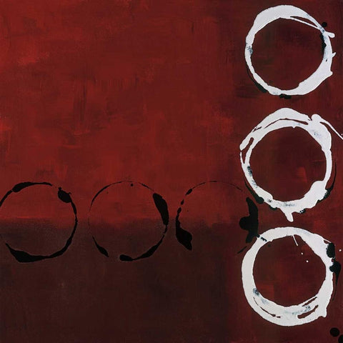 Red Circles II Black Modern Wood Framed Art Print by Maitland, Laurie