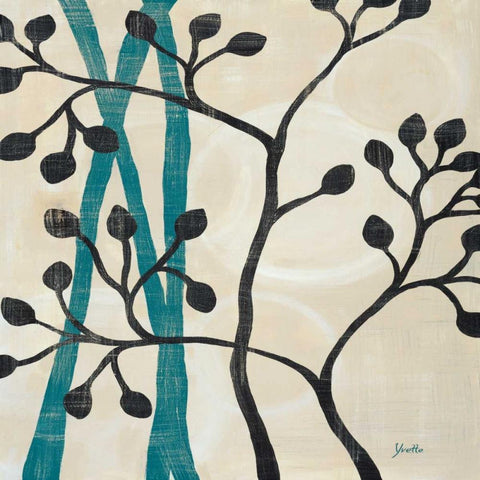 Spring Buds II Black Modern Wood Framed Art Print with Double Matting by St. Amant, Yvette