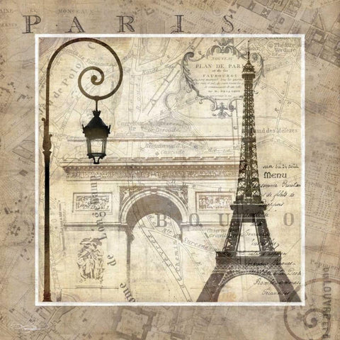 Paris Holiday Black Modern Wood Framed Art Print with Double Matting by Mallett, Keith