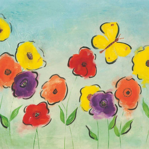 Flowering Garden I Black Modern Wood Framed Art Print with Double Matting by Horsfall, Sarah