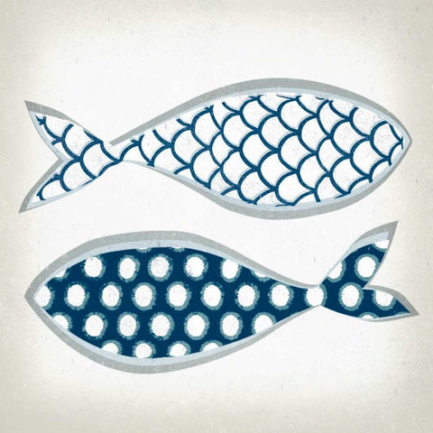 Fish Patterns II White Modern Wood Framed Art Print by Venter, Tandi