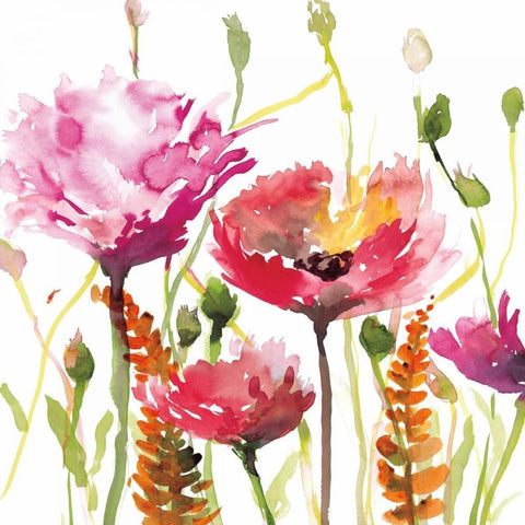 Blooms and Buds Black Ornate Wood Framed Art Print with Double Matting by Meyers, Rebecca
