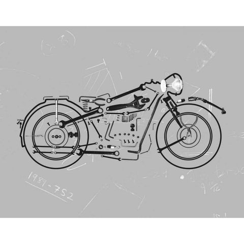 Mechanics I White Modern Wood Framed Art Print by Lloyd, Justin