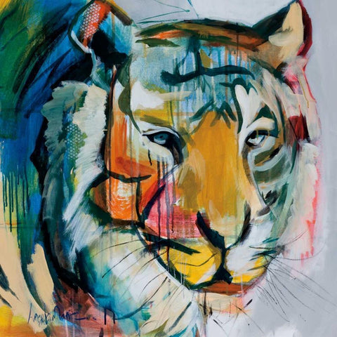 Tiger Tiger Black Modern Wood Framed Art Print by Maritz, Angela