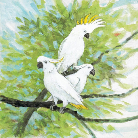 Cockatoos Gold Ornate Wood Framed Art Print with Double Matting by Fisk, Arnie