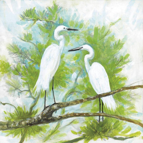 Herons Black Modern Wood Framed Art Print with Double Matting by Fisk, Arnie