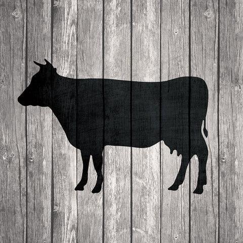 Barn Cow Black Modern Wood Framed Art Print by Venter, Tandi