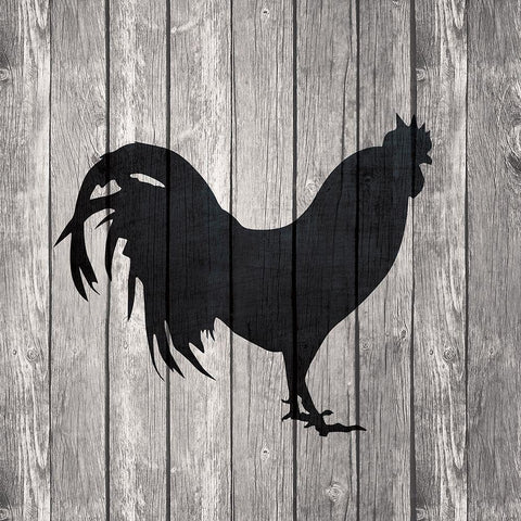 Barn Rooster Black Modern Wood Framed Art Print with Double Matting by Venter, Tandi