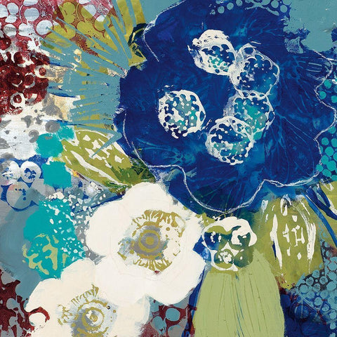 Garden Blues III Black Modern Wood Framed Art Print by Bernsen, Leslie