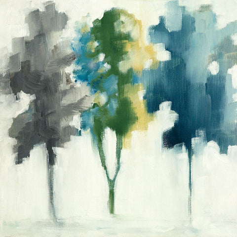 Trees III White Modern Wood Framed Art Print with Double Matting by Ellens, Jacqueline