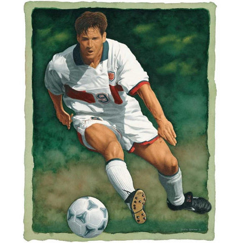 The Art of Football - The Shot White Modern Wood Framed Art Print by Green, Glen