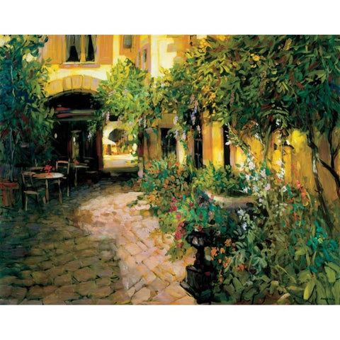 Courtyard - Alsace Black Modern Wood Framed Art Print with Double Matting by Craig, Philip