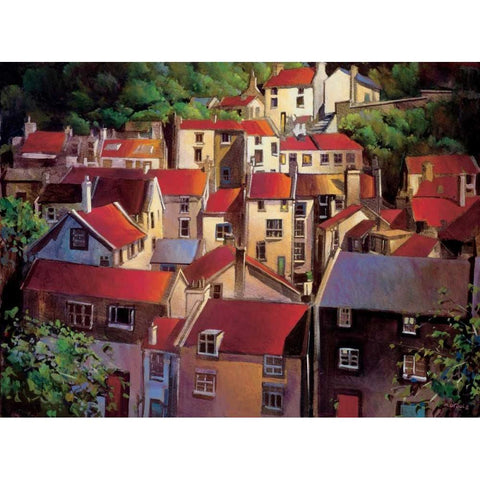 Rooftops II White Modern Wood Framed Art Print by OToole, Michael