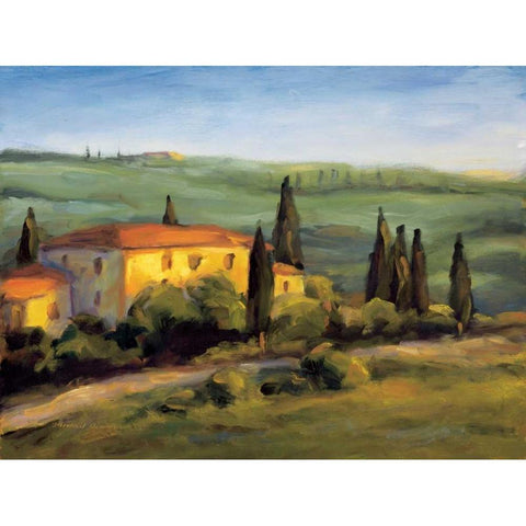 A Tuscan Morning White Modern Wood Framed Art Print by Downs, Michael