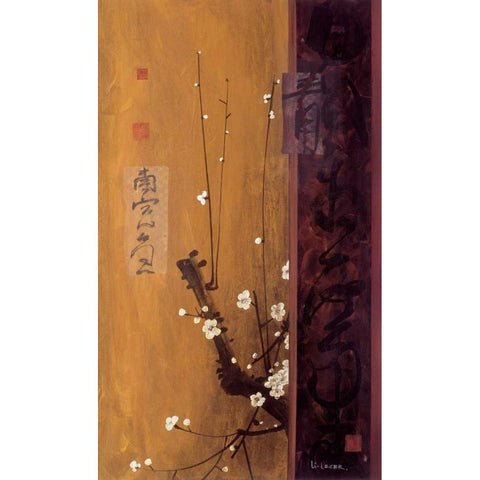 Oriental Blossoms I Black Modern Wood Framed Art Print with Double Matting by Li-Leger, Don