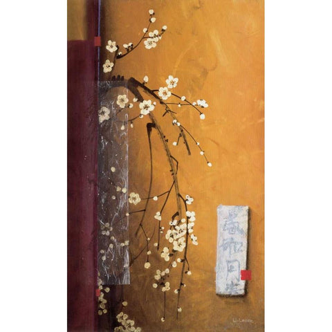 Oriental Blossoms III White Modern Wood Framed Art Print by Li-Leger, Don