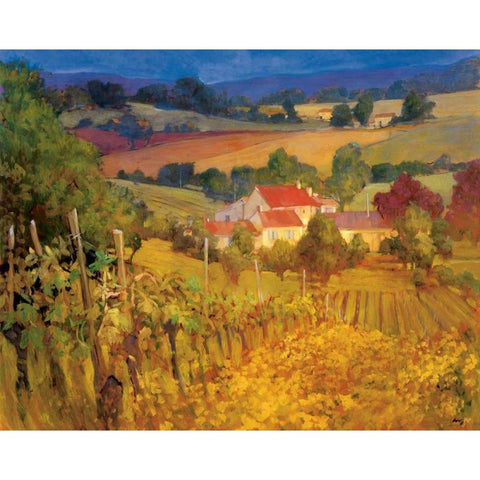 Vineyard Hill White Modern Wood Framed Art Print by Craig, Philip