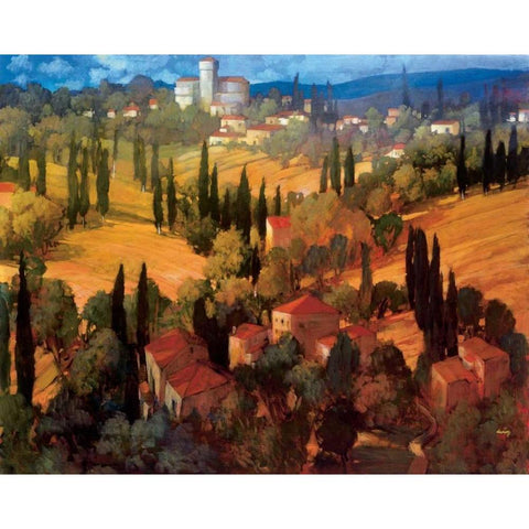 Tuscan Castle Black Modern Wood Framed Art Print with Double Matting by Craig, Philip