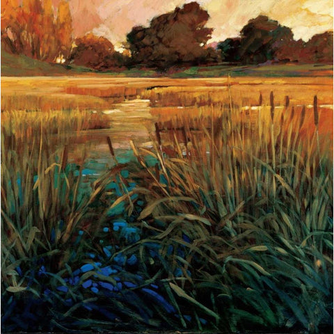 Golden Creek Black Modern Wood Framed Art Print by Craig, Philip