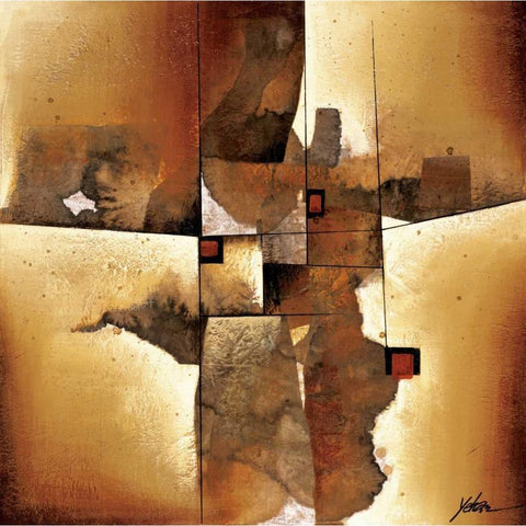 Melted Patterns Gold Ornate Wood Framed Art Print with Double Matting by Wang, Yehan