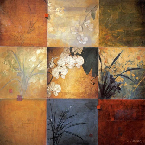 Orchid Nine Patch Black Modern Wood Framed Art Print with Double Matting by Li-Leger, Don