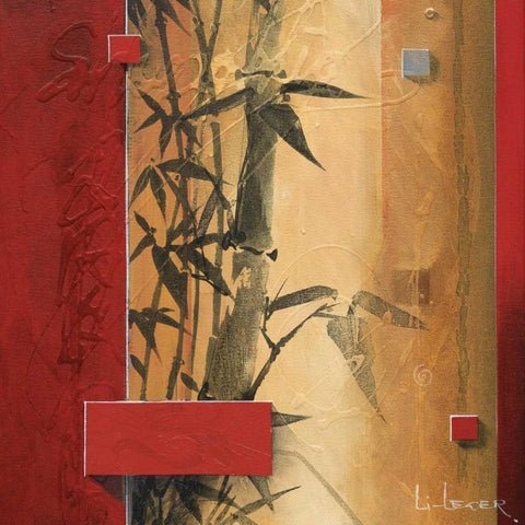 Bamboo Garden Black Modern Wood Framed Art Print with Double Matting by Li-Leger, Don