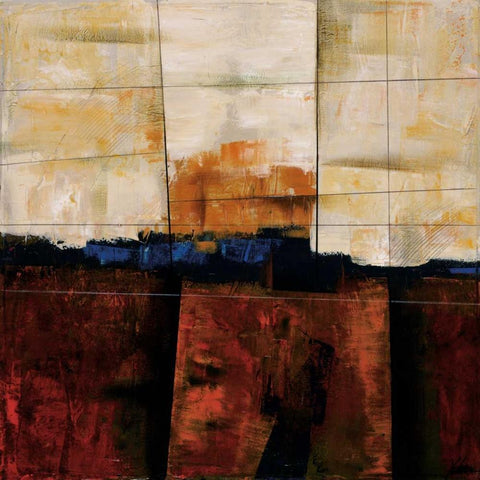 Red Ground White Modern Wood Framed Art Print with Double Matting by Wang, Yehan