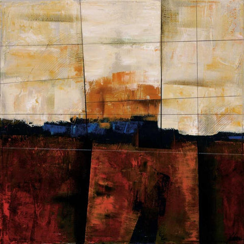 Red Ground White Modern Wood Framed Art Print by Wang, Yehan