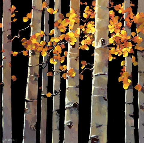 Aspen Grove White Modern Wood Framed Art Print with Double Matting by OToole, Michael