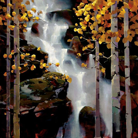 Waterfall Gold Ornate Wood Framed Art Print with Double Matting by OToole, Michael