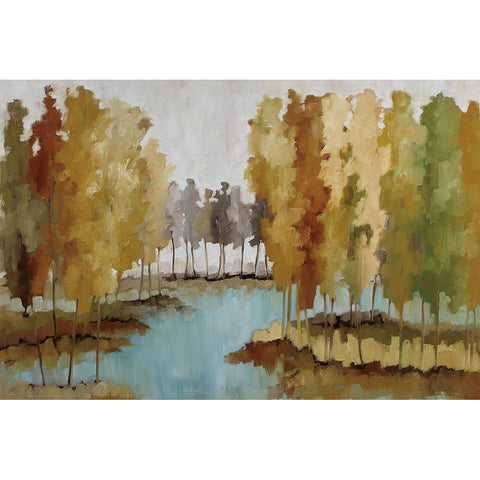 Lake View - Trees Gold Ornate Wood Framed Art Print with Double Matting by Ellens, Jacqueline