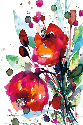 Floral Dream I White Modern Wood Framed Art Print with Double Matting by Stanion, Kathy Morton