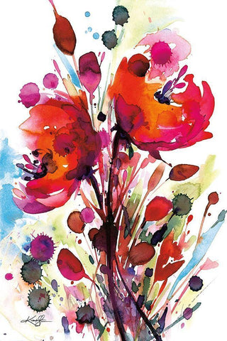 Floral Dream II Black Ornate Wood Framed Art Print with Double Matting by Stanion, Kathy Morton
