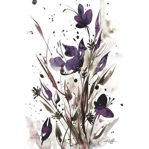 Floral Music I White Modern Wood Framed Art Print by Stanion, Kathy Morton
