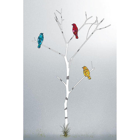 Three in a Tree Black Modern Wood Framed Art Print with Double Matting by Pelkey, Marvin
