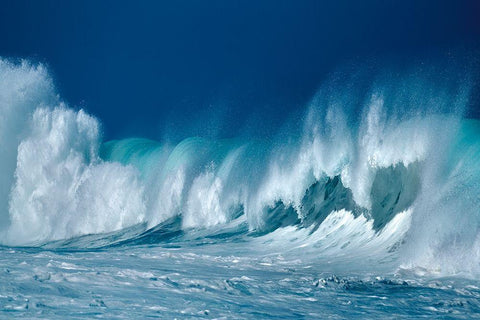Breaking Waves White Modern Wood Framed Art Print with Double Matting by Frates, Dennis