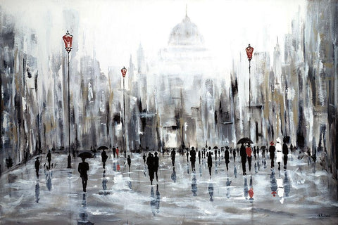 Grande Ville White Modern Wood Framed Art Print with Double Matting by Kadmiri, Aziz