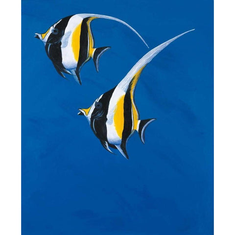 Moorish Idols - Blue Gold Ornate Wood Framed Art Print with Double Matting by Siddle, Keith