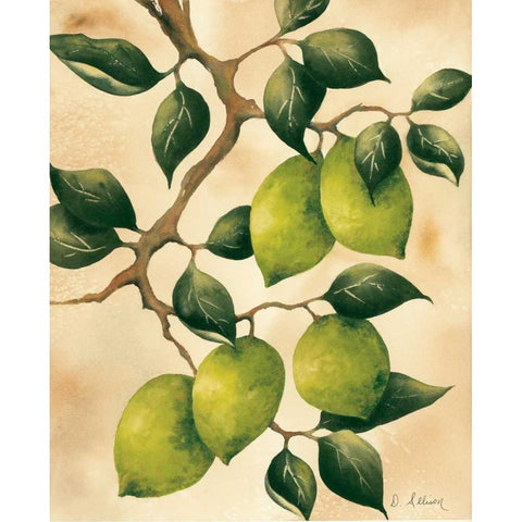 Italian Harvest - Limes Gold Ornate Wood Framed Art Print with Double Matting by Allison, Doris