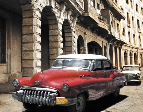 Cuban Cars I White Modern Wood Framed Art Print with Double Matting by Groth, C.J.