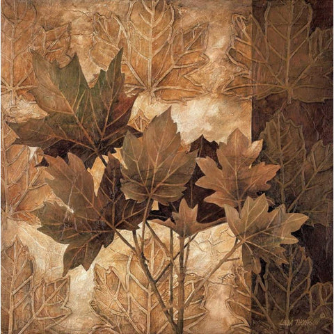 Leaf Patterns II Gold Ornate Wood Framed Art Print with Double Matting by Thompson, Linda